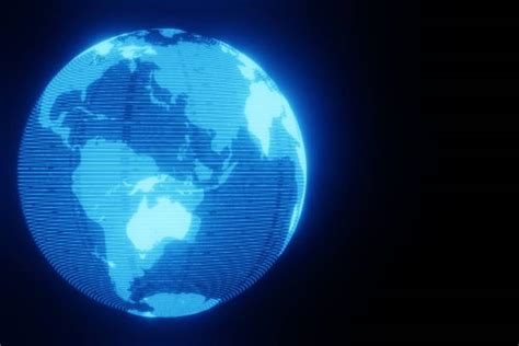 Abstract Digital Futuristic global planet Earth world map Hologram HUD Sci-fi on dark background ...