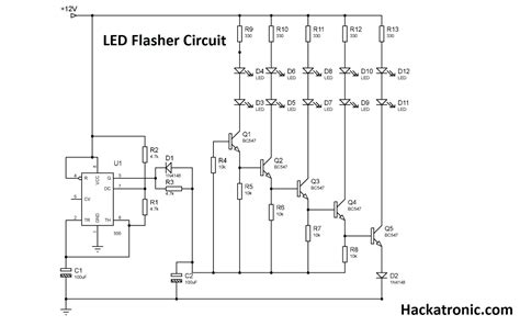 LED Flasher Circuit Diagram with 555 Timer » 555 timer IC