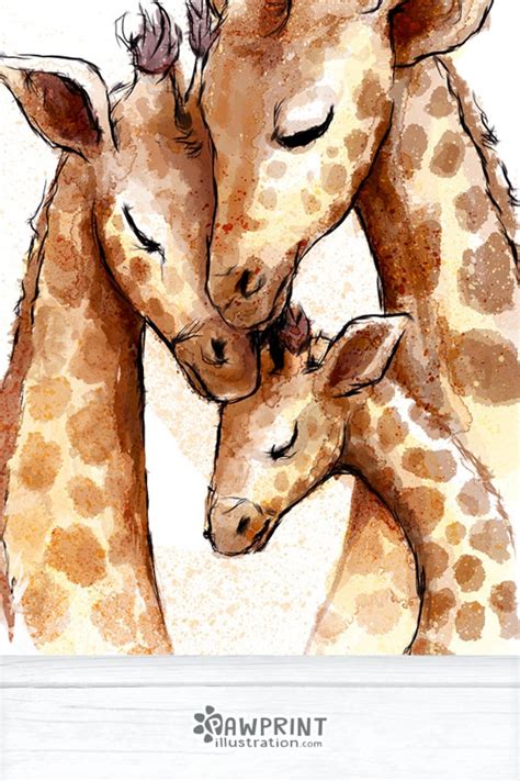 Giraffe print Giraffe family print safari nursery new baby | Etsy