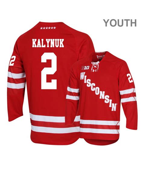 Youth Under Armour Wisconsin Badgers 2 Wyatt Kalynuk Red Hockey Jersey