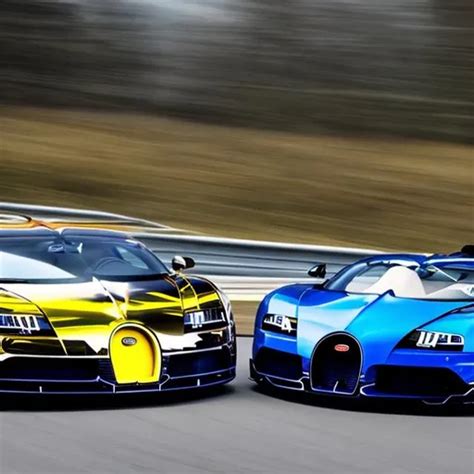 a Bugatti racing a Lamborghini at high speed