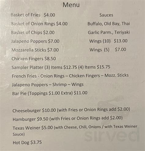 Stumble Inn menu in Bloomingdale, New Jersey, USA