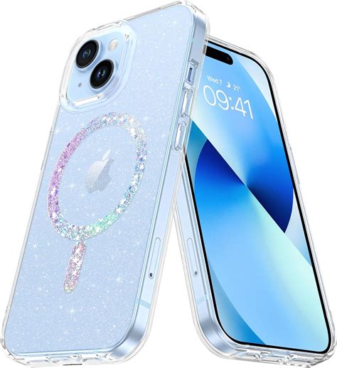 Amazon.com: BENTOBEN Magnetic Case for iPhone 15, Clear Crystal Glitter iPhone 15 Phone Case ...