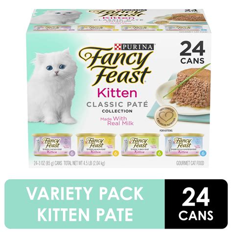 (24 Pack) Fancy Feast Grain Free Pate Wet Kitten Food Variety Pack ...