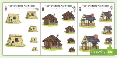 The Three Little Pigs Houses Size Ordering (teacher made)