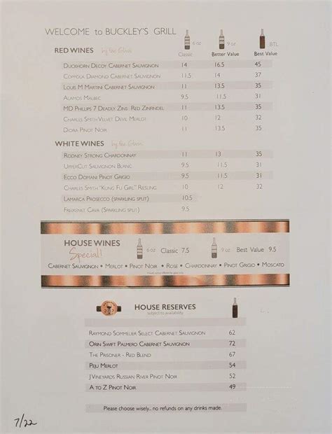 Menu of Buckley's Restaurant East in Memphis, TN 38119