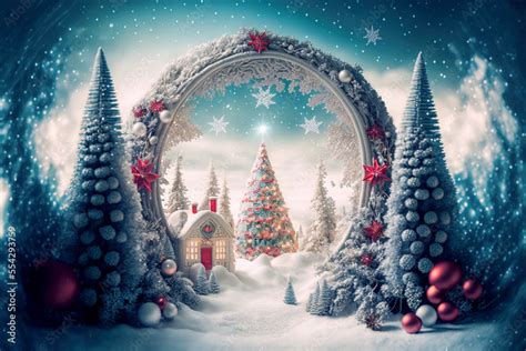 A beautiful Merry Christmas scene with a festive night snow background ...