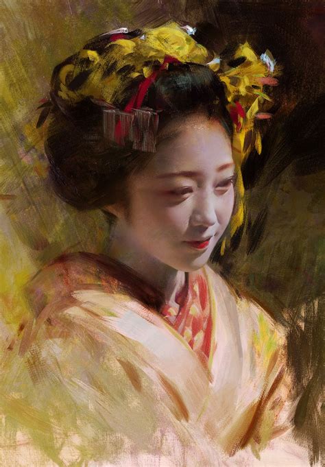 ArtStation - Geisha portrait series, Wangjie Li Acrylic Portrait ...