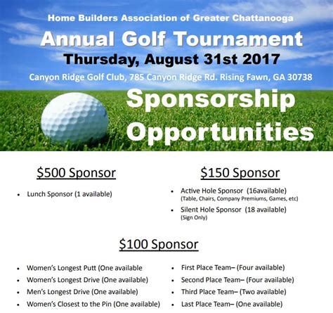 Golf Tournament Sponsorship Form - Homebuilders Association of Greater Chattanooga