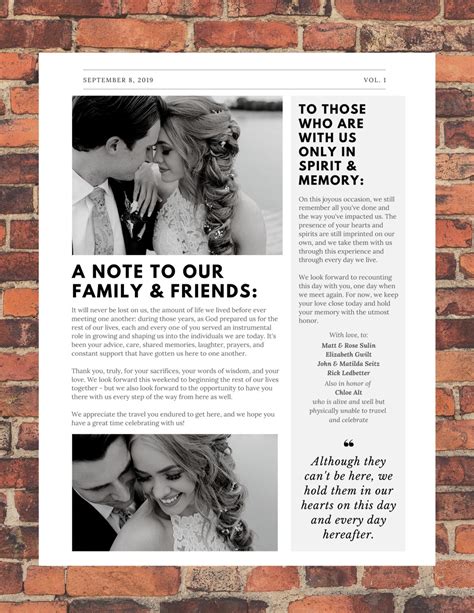 Newspaper Wedding Template Fun Editable & Printable Event | Etsy