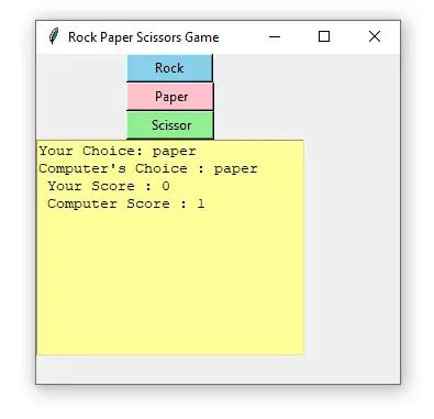 Rock Paper Scissors Game using Python Tkinter – Pythonista Planet