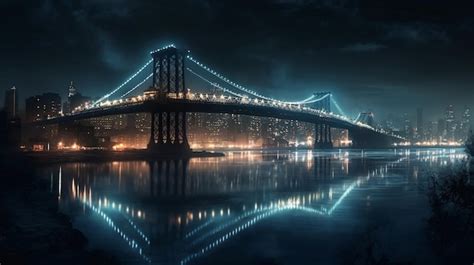 Premium Photo | A bridge over the brooklyn bridge at night