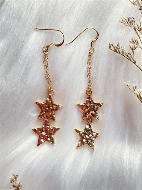 Star Earrings 14k Gold Earrings Star Charm Earrings | Etsy