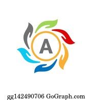 3 Medical Logo Design On Letter A Charity Hand Clip Art | Royalty Free - GoGraph