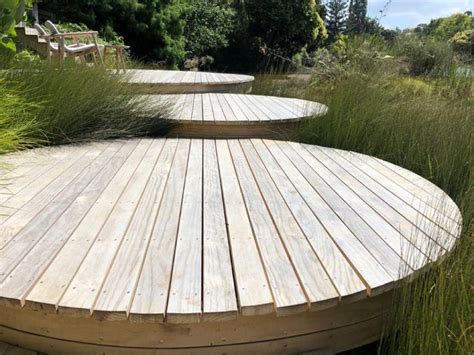 round decking platforms | Landscape design, Garden design, Backyard landscaping