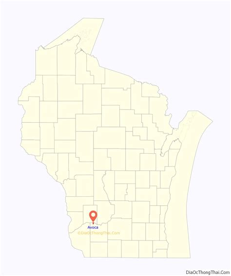 Map of Avoca village, Wisconsin - Thong Thai Real