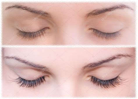 Natural and false eyelashes before and after. — Stock Photo © violanda ...