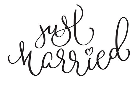 Just Married words on white background. Hand drawn Calligraphy lettering Vector illustration ...