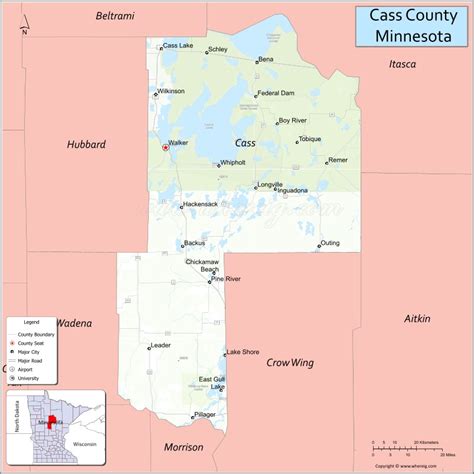 Cass County Map, Minnesota - Where is Located, Cities, Population ...