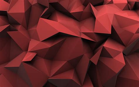 3840x2160px | free download | HD wallpaper: 3D Low Poly Abstract, Abstract 3D, white tigers, red ...