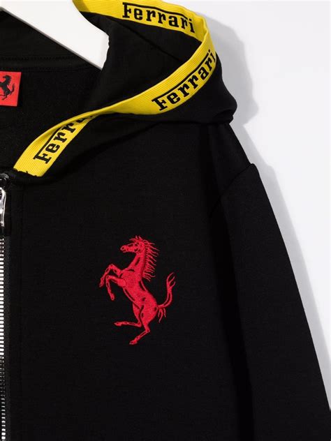 Shop Ferrari Kids logo zipped hoodie with Express Delivery - FARFETCH