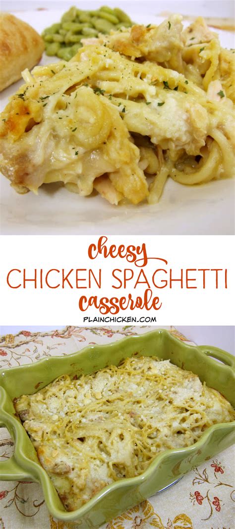 Cheesy Chicken Spaghetti Casserole - Plain Chicken