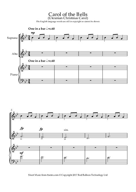 Carol of the Bells Sheet music for Choir - 8notes.com