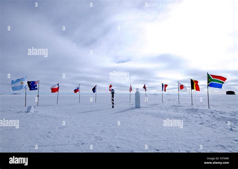 Flags of original signatory nations of the Antarctic Treaty at the ...