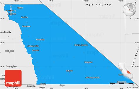 Political Simple Map of Inyo County, single color outside, borders and labels