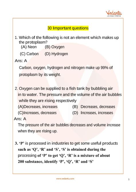 NSO Science Important Questions for Class 8