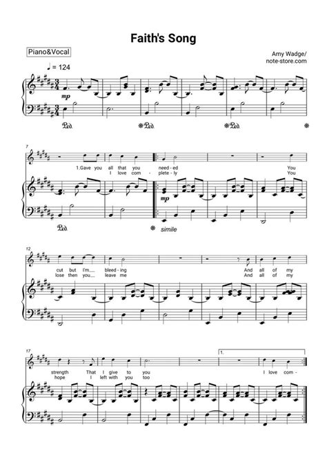 Amy Wadge - Faith's Song piano sheet music in Note-Store.com | Piano&Vocal SKU PVO0021723 ...