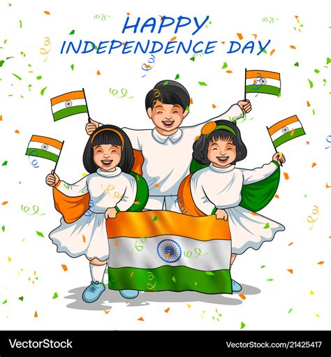 Indian kid holding flag india with pride Vector Image