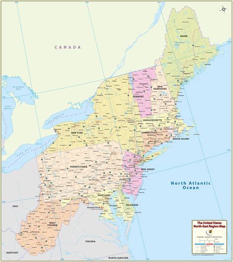 Printable Map Of The Northeast Region