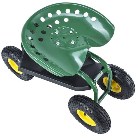 Garden Cart Rolling Work Seat Heavy Duty Tool Tray Planting Gardening ...