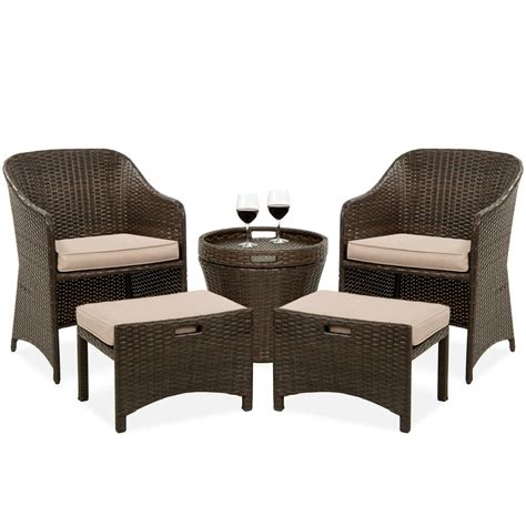 Best Choice Products 5-Piece Outdoor Wicker Patio Bistro Space Saving ...