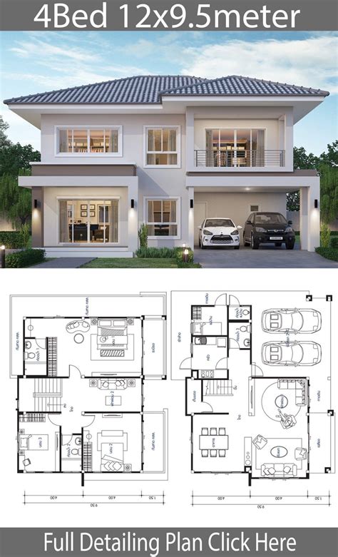 4 Bedroom Simple 2 Story House Plans - Gannuman