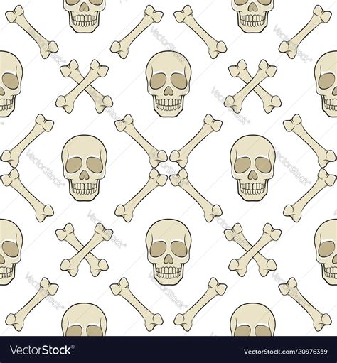 Set of seamless patterns with skull and bones Vector Image