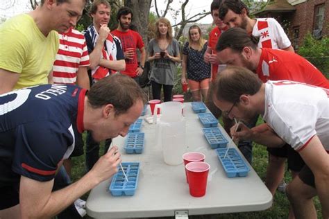 Beer Olympics! Teams dress up like different countries and compete in drinking games..so fun!! # ...