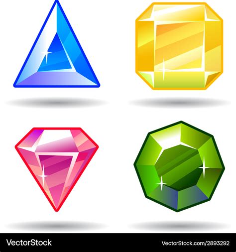 Cartoon gems and diamonds icons set Royalty Free Vector