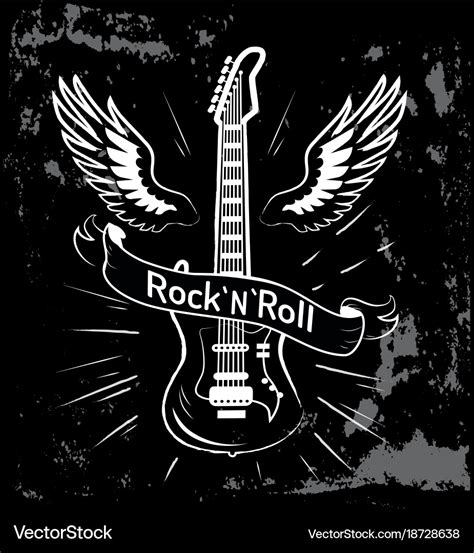 Rock n roll guitar and wings Royalty Free Vector Image