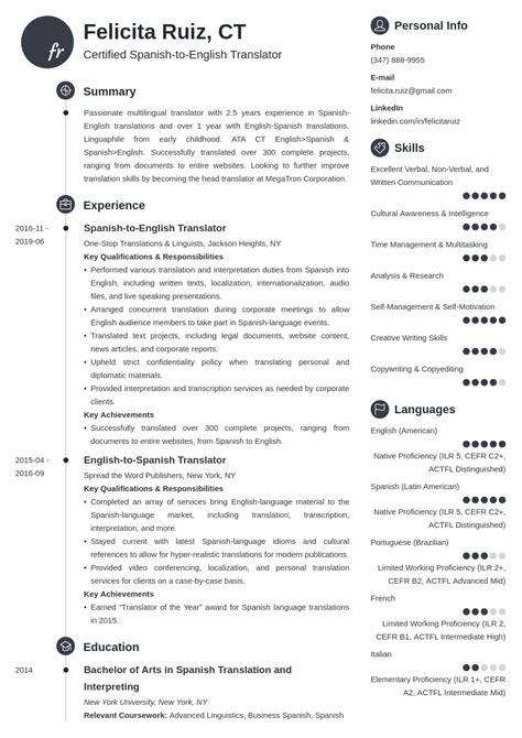 Translator Resume Sample with Skills (Template & Guide)