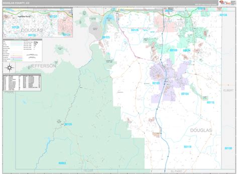 Douglas County, CO Wall Map Premium Style by MarketMAPS - MapSales