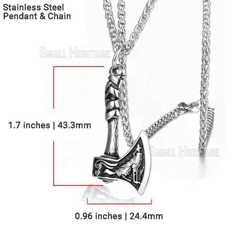 Viking Axe Pendant Odin Necklace Thor Hammer Celtic Norse Wolf Raven ...