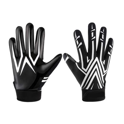 Black american football gloves rugby game youth adult mens football gloves