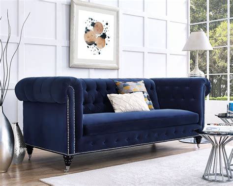 Hanny Navy Blue Velvet Sofa from TOV | Coleman Furniture