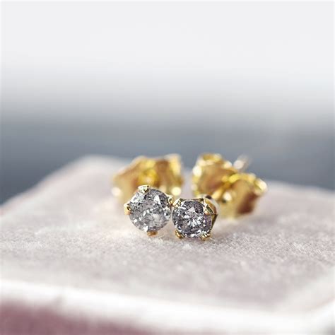 Real Diamond Stud Earrings - Grey Diamond Studs