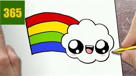 HOW TO DRAW A RAINBOW CUTE, Easy step by step drawing lessons for kids