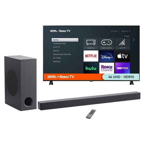 Onn. 65" 4K Roku TV with onn. 3.1 Atmos Soundbar with Wireless ...