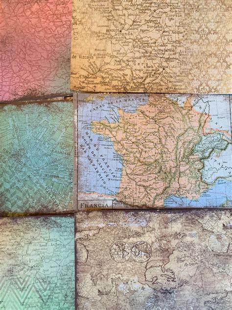 Vintage Map Scrap Paper Pack Patterned Paper Junk Journal | Etsy