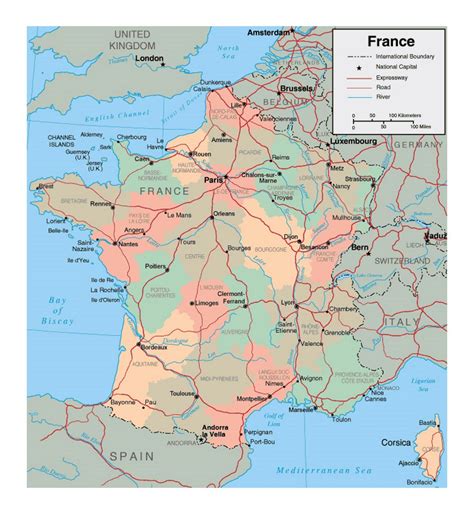 Political and administrative map of France with major cities | France | Europe | Mapsland | Maps ...